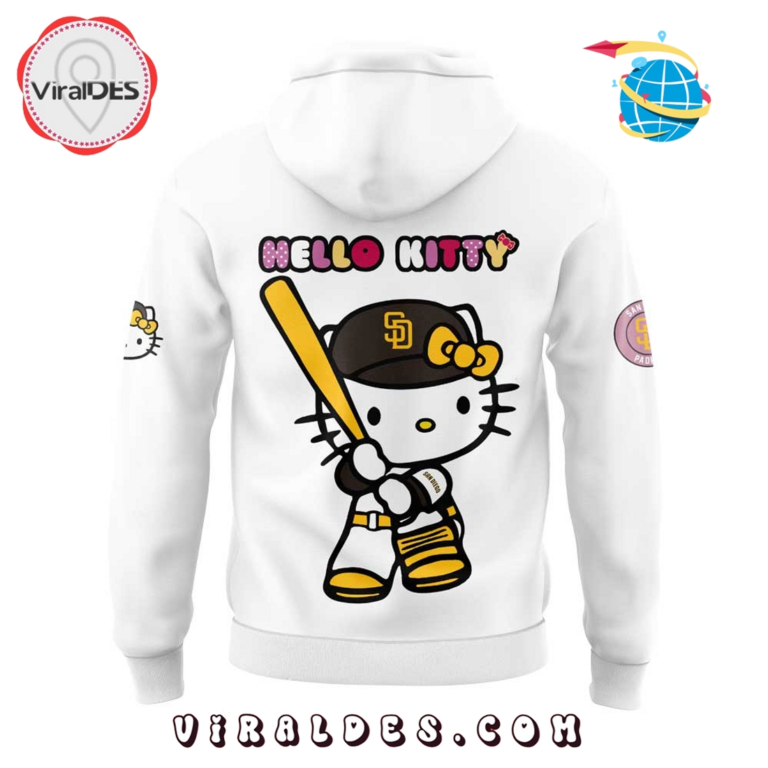 San Diego Padres x Hello Kitty Night Game White Hoodie San Diego Padres x Hello Kitty Night Game White Hoodie