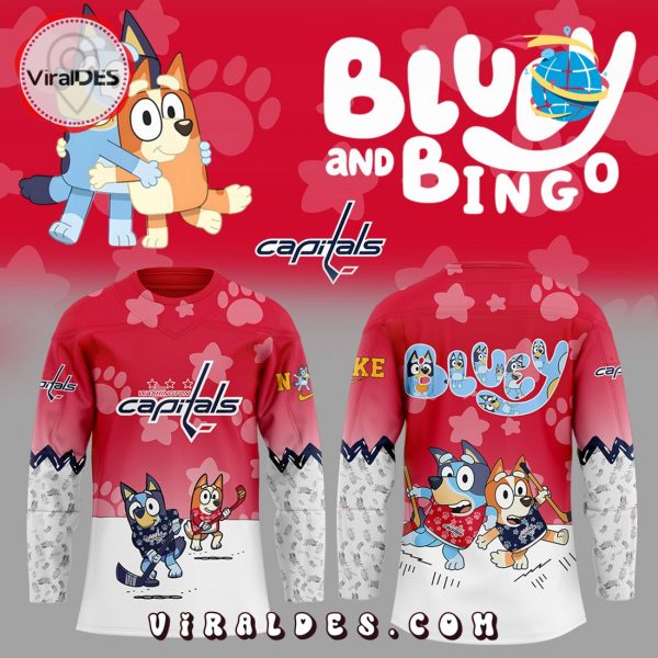 Washington Capitals Bluey and Bingo Red Hockey Jersey