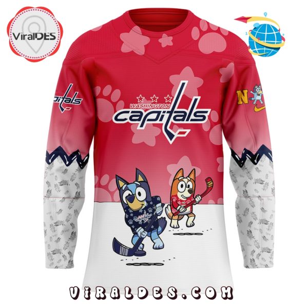 Washington Capitals Bluey and Bingo Red Hockey Jersey