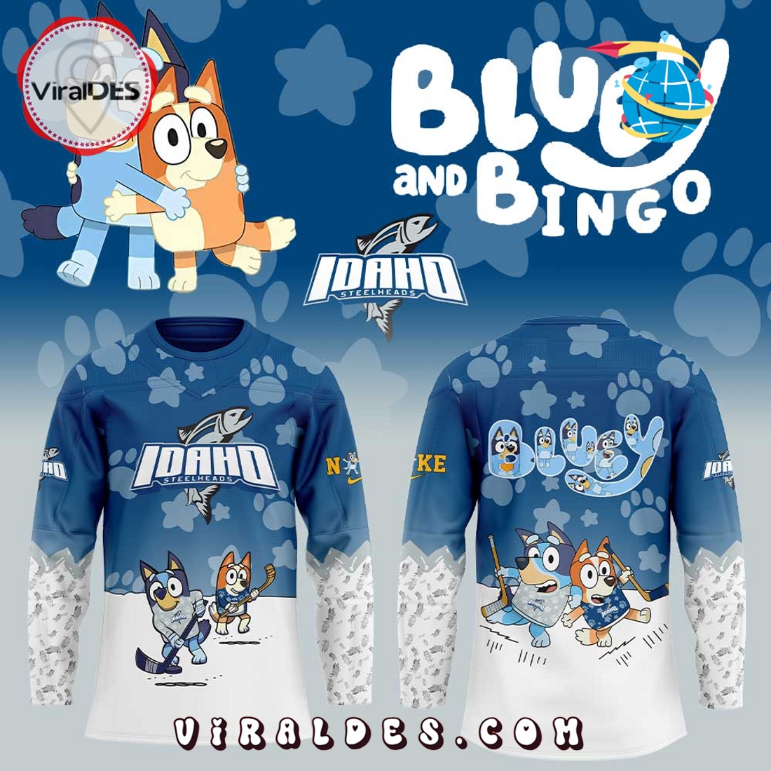 2025 Idaho Steelheads x Bluey and Bingo Hockey Jersey 2025 Idaho Steelheads x Bluey and Bingo Hockey Jersey