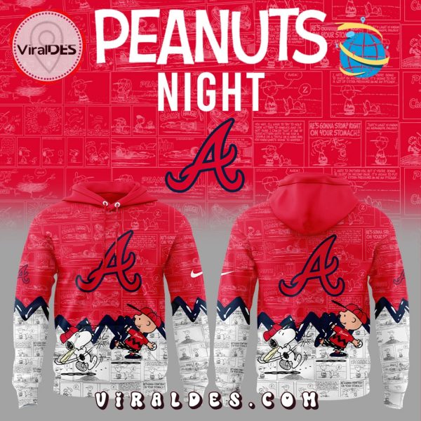 Atlanta Braves 75th Anniversary Peanuts Red Hoodie, Jogger, Cap