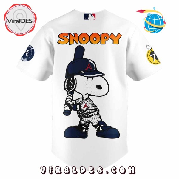 Atlanta Braves 75th Anniversary Peanuts White Baseball Jersey