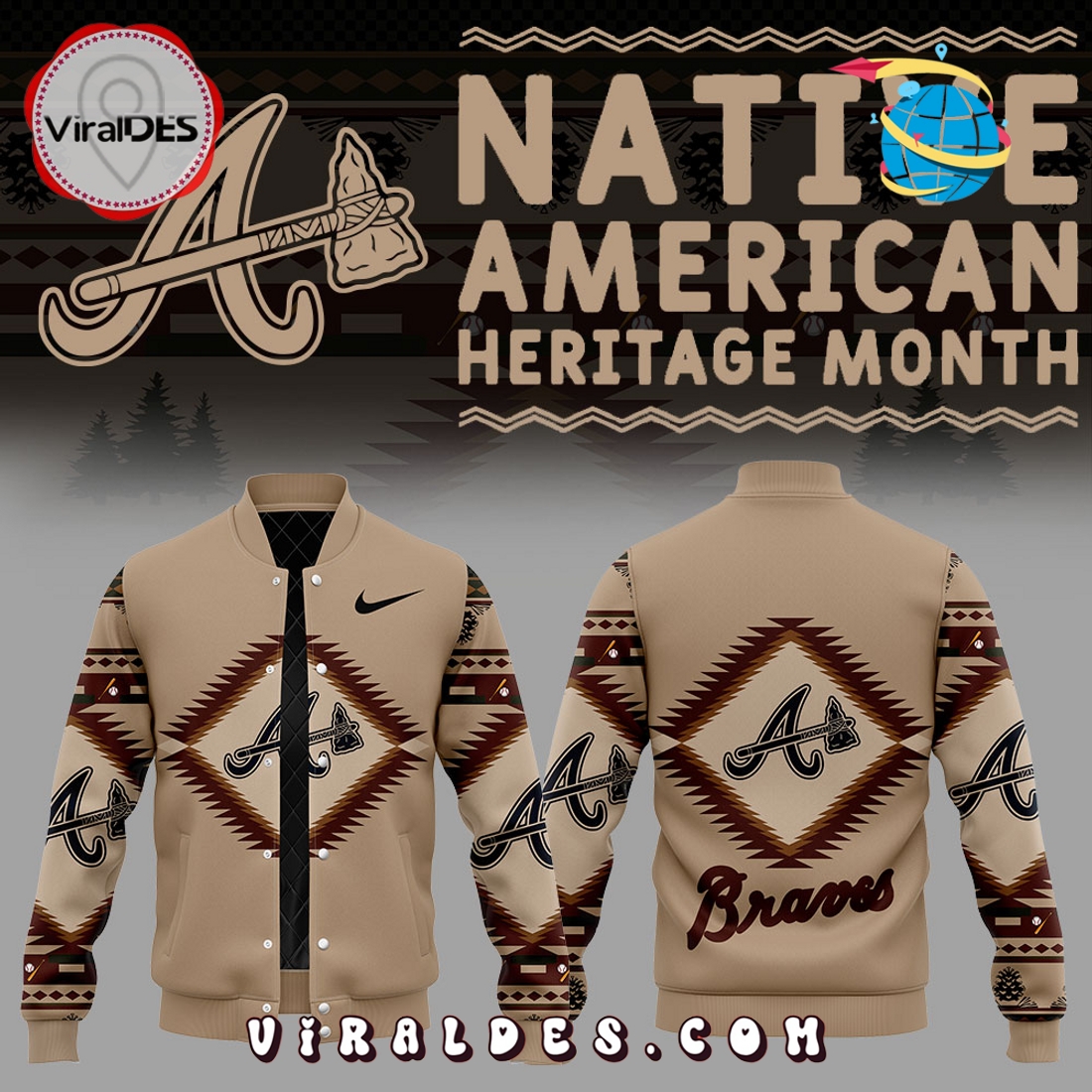 Atlanta Braves MLB Native American Heritage Baseball Jacket Atlanta Braves MLB Native American Heritage Baseball Jacket