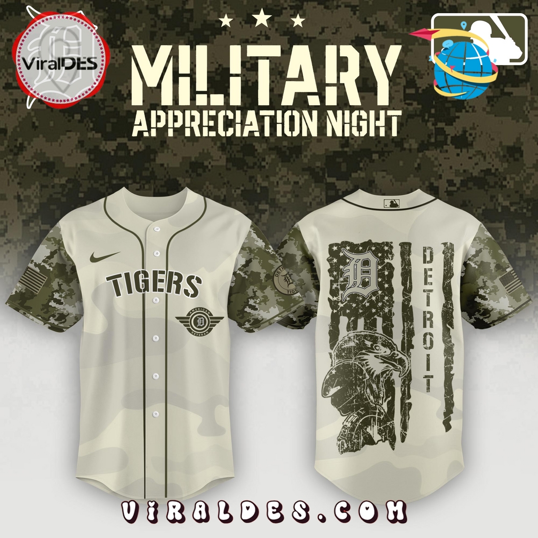 Detroit Tigers x MLB 2025 Armed Forces Day Night Baseball Jersey Detroit Tigers x MLB 2025 Armed Forces Day Night Baseball Jersey
