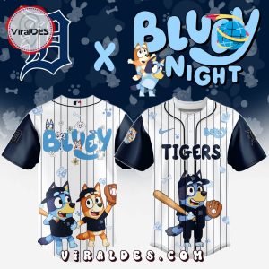 Detroit Tigers MLB Bluey And Bingo 2025 Baseball Jersey