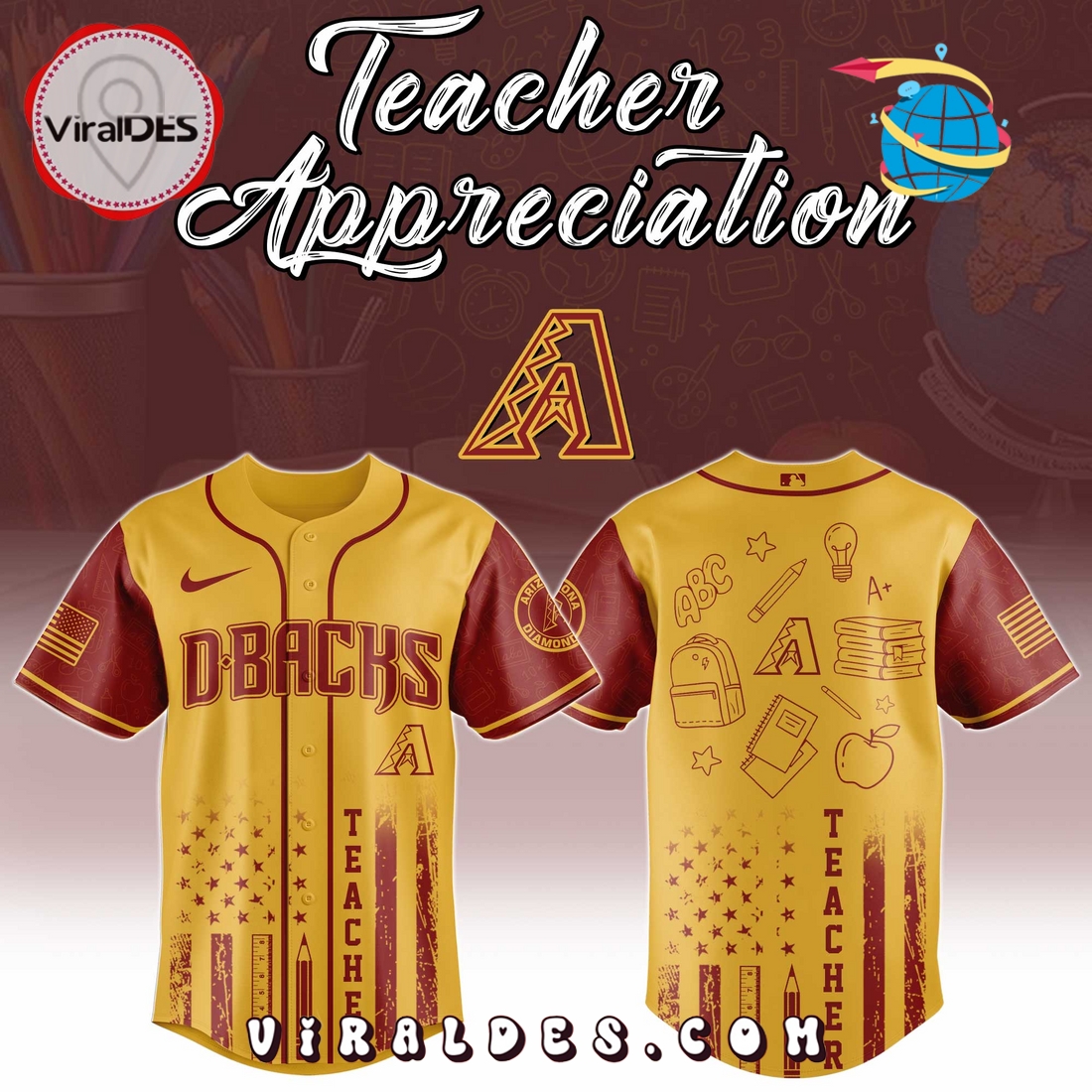 Arizona Diamondbacks MLB x Teacher Appreciation Day Jersey Arizona Diamondbacks MLB x Teacher Appreciation Day Jersey