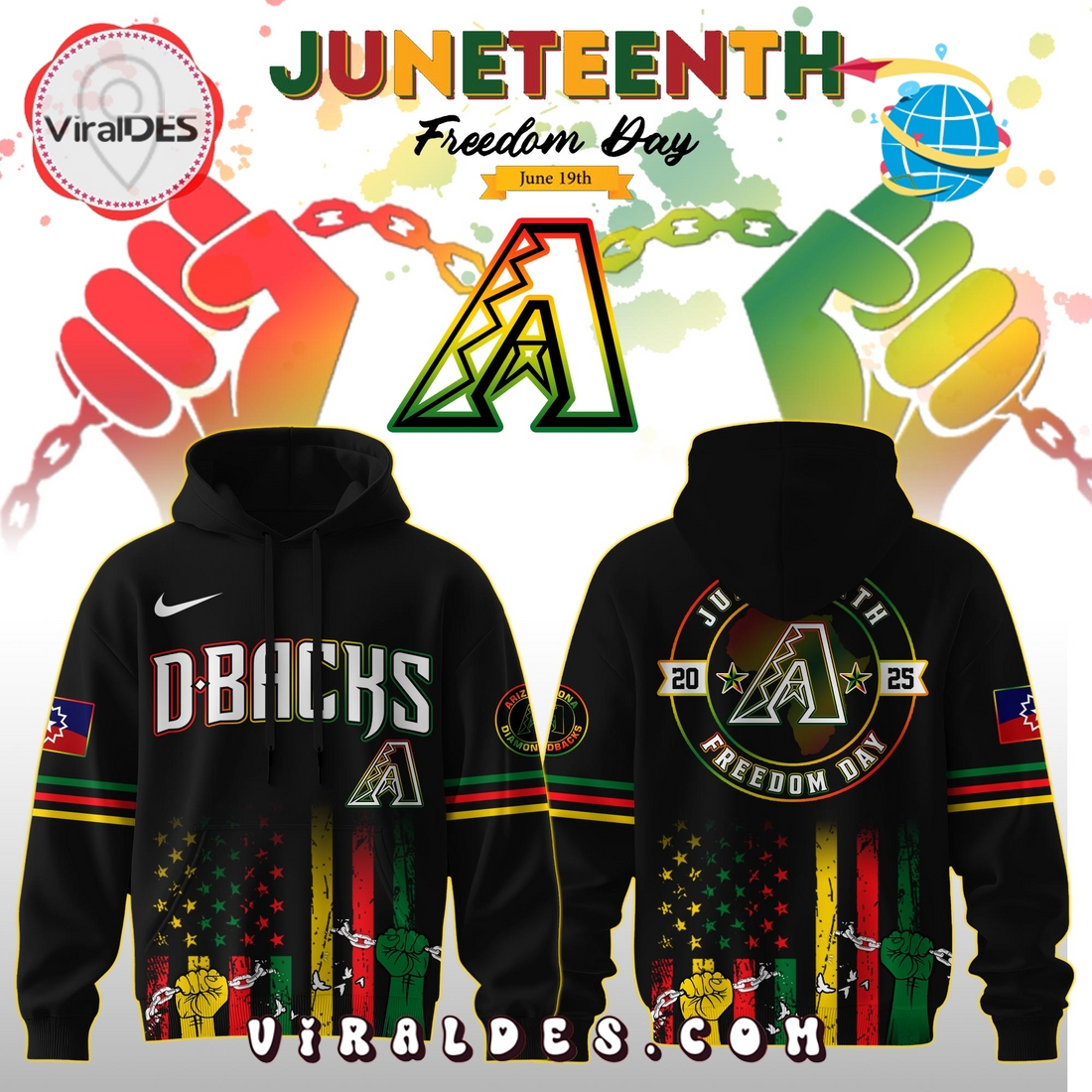 Arizona Diamondbacks x 2025 Juneteenth Freedom Day Hoodie, Long Pants Arizona Diamondbacks x 2025 Juneteenth Freedom Day Hoodie, Long Pants