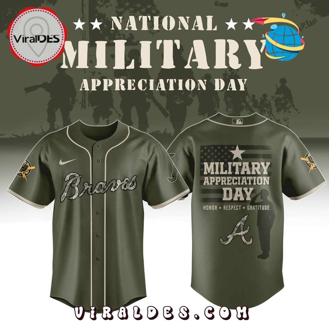 Atlanta Braves MLB Military Appreciation Day Baseball Jersey Atlanta Braves MLB Military Appreciation Day Baseball Jersey