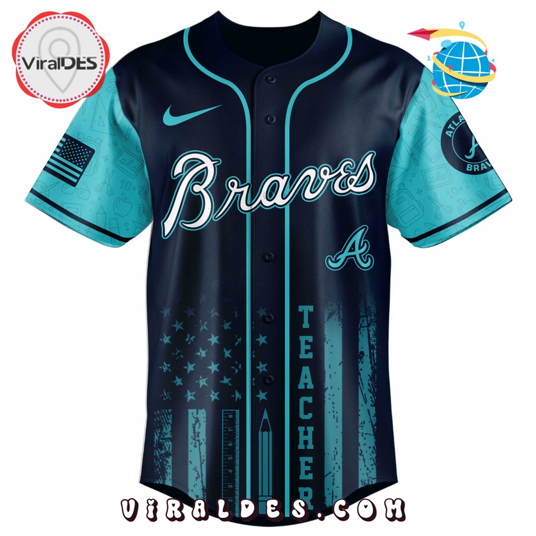 Atlanta Braves MLB x Teacher Appreciation Day Baseball Jersey Atlanta Braves MLB x Teacher Appreciation Day Baseball Jersey