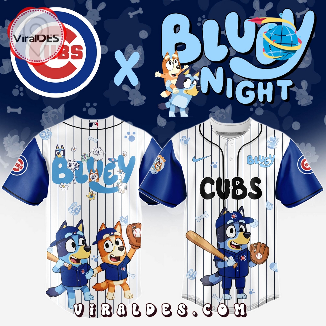 Chicago Cubs MLB Bluey And Bingo 2025 Baseball Jersey Chicago Cubs MLB Bluey And Bingo 2025 Baseball Jersey