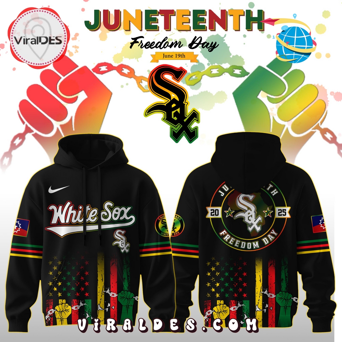 Chicago White Sox x 2025 Juneteenth Freedom Day Hoodie, Long Pants Chicago White Sox x 2025 Juneteenth Freedom Day Hoodie, Long Pants