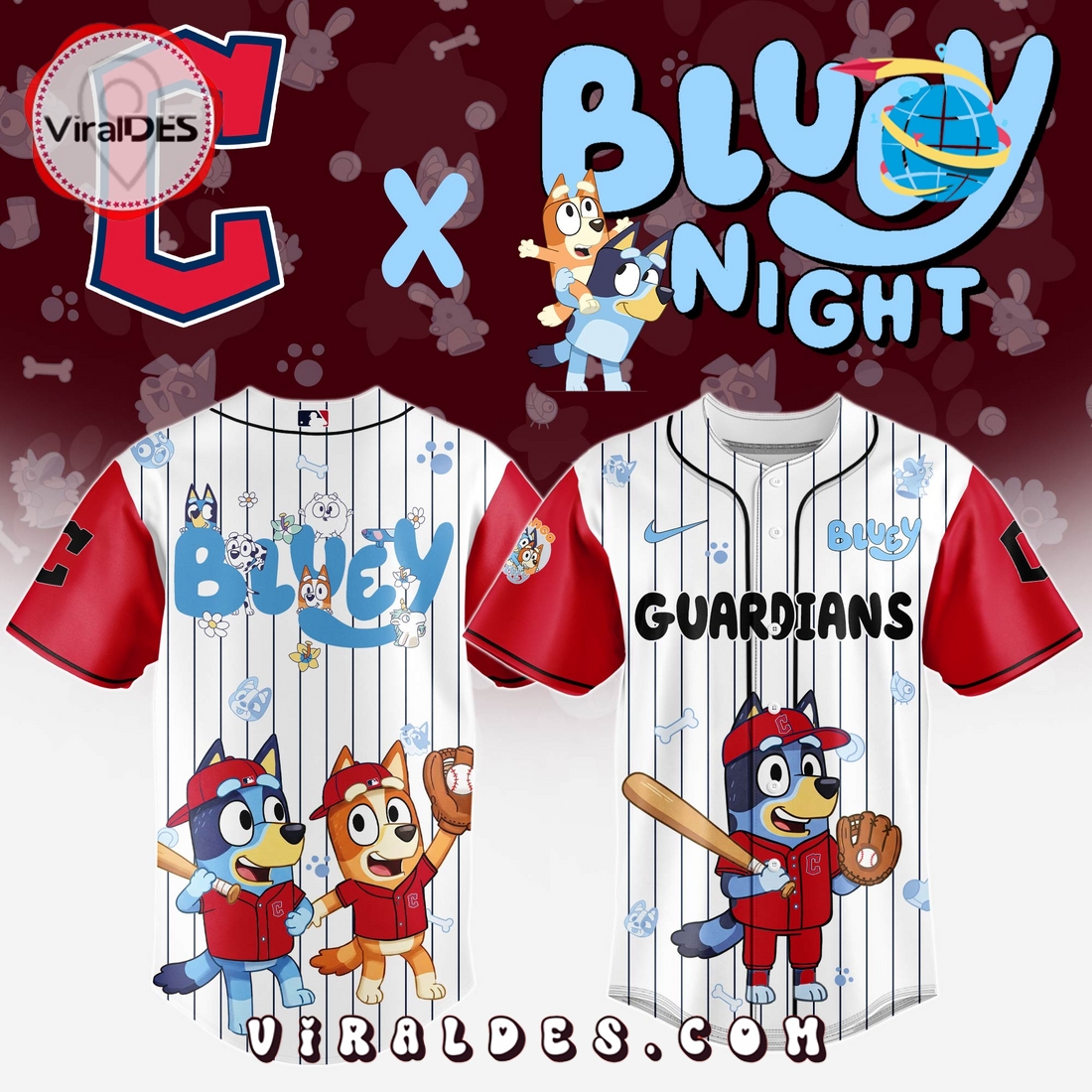 Cleveland Guardians MLB Bluey And Bingo 2025 Baseball Jersey Cleveland Guardians MLB Bluey And Bingo 2025 Baseball Jersey