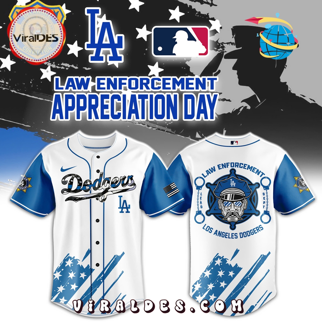 Dodgers x Law Enforcement Appreciation Baseball Jersey Dodgers x Law Enforcement Appreciation Baseball Jersey