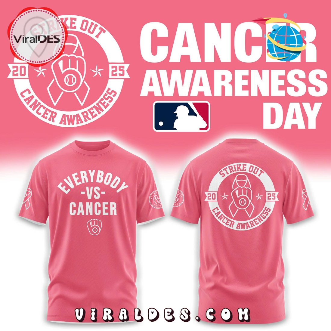 Everybody vs Cancer Awareness Milwaukee Brewers Hoodie Everybody vs Cancer Awareness Milwaukee Brewers Hoodie