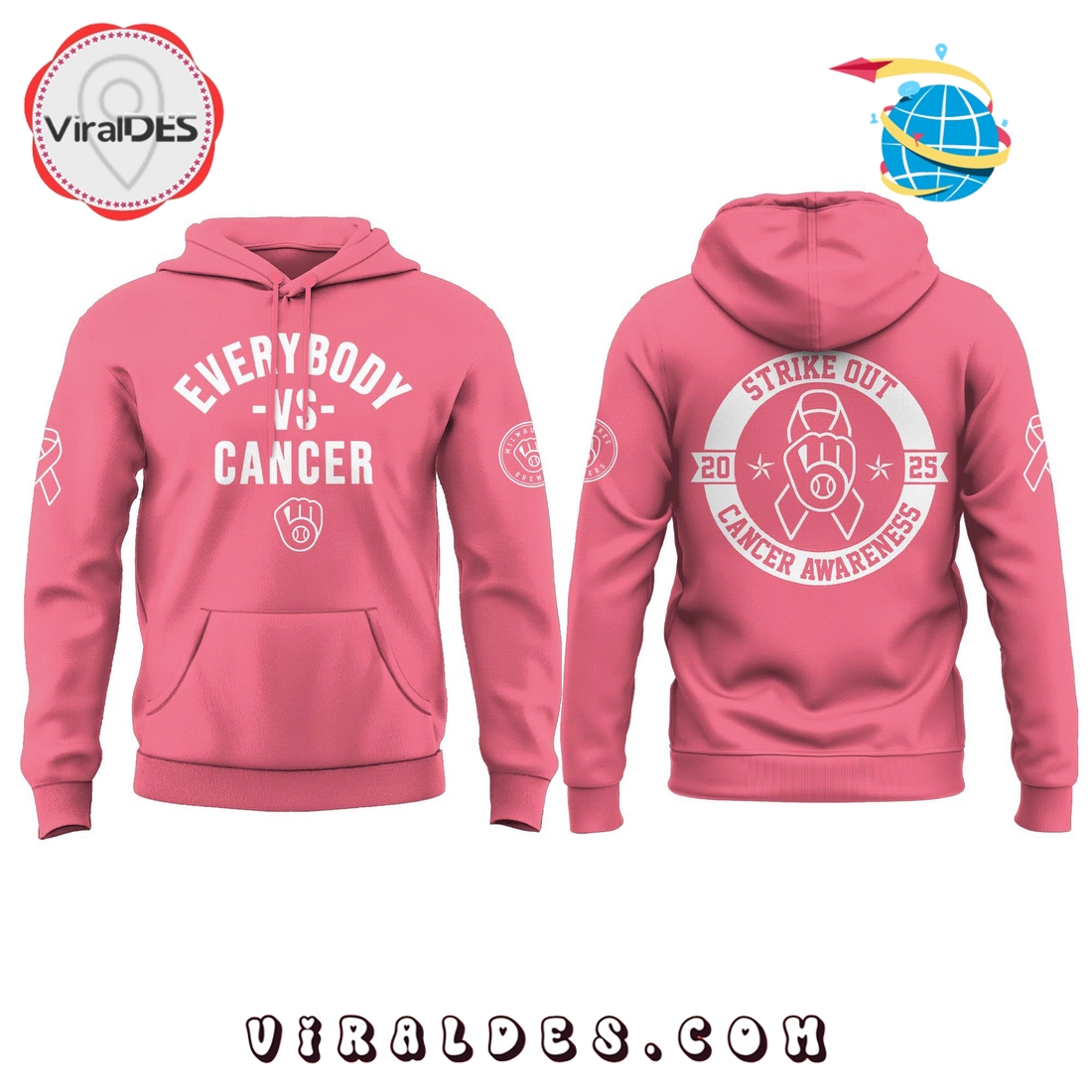Everybody vs Cancer Awareness Milwaukee Brewers Hoodie Everybody vs Cancer Awareness Milwaukee Brewers Hoodie