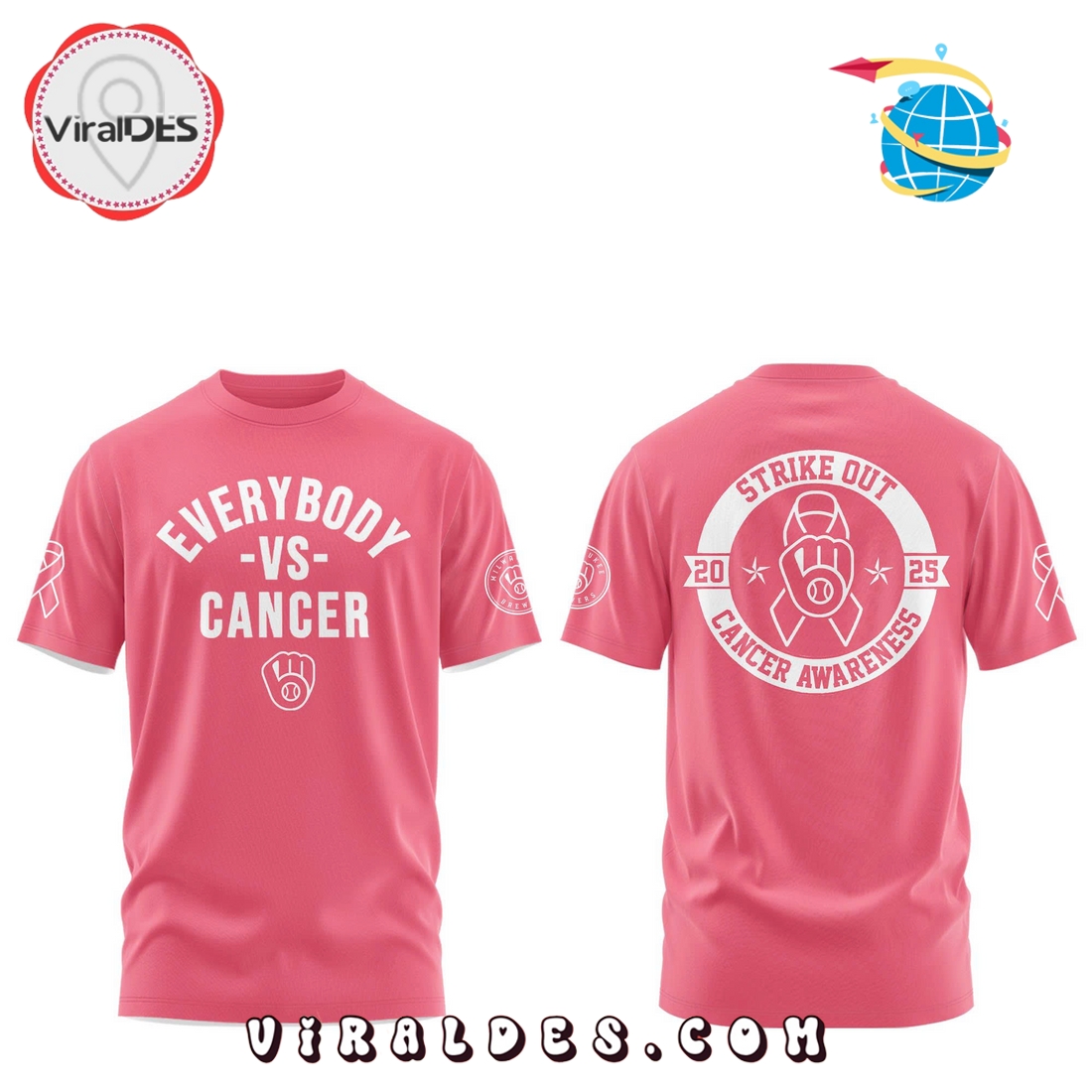 Everybody vs Cancer Awareness Milwaukee Brewers Hoodie Everybody vs Cancer Awareness Milwaukee Brewers Hoodie