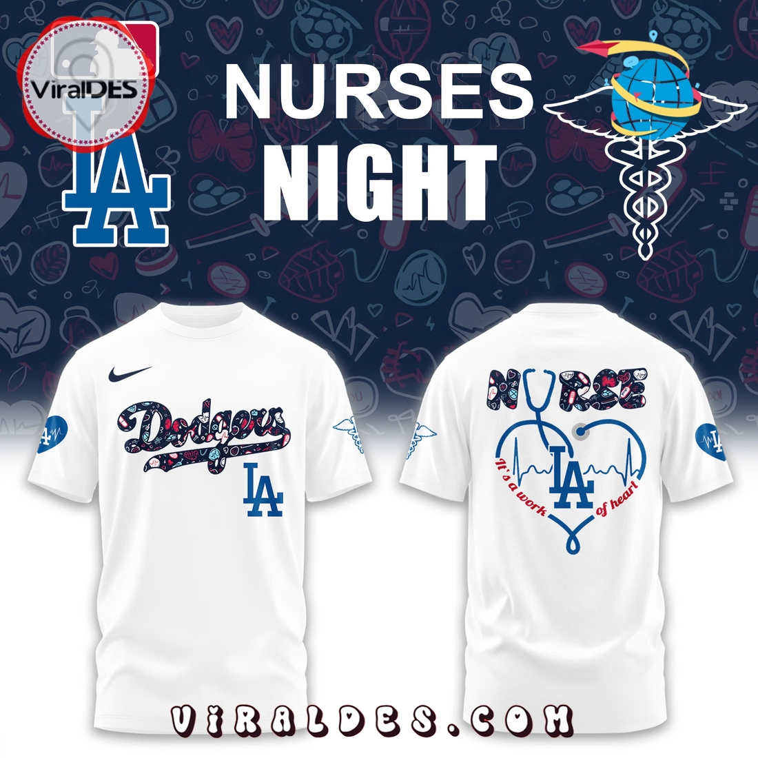 LA Dodgers x Nurses Night 2025 White Hoodie LA Dodgers x Nurses Night 2025 White Hoodie