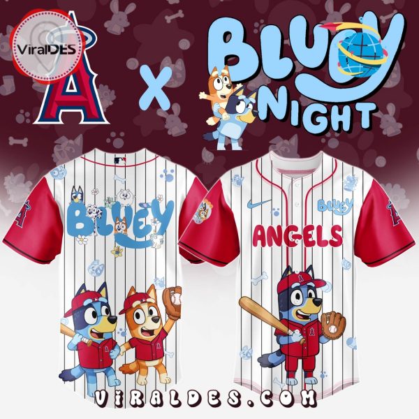 Los Angeles Angels MLB Bluey And Bingo 2025 Baseball Jersey