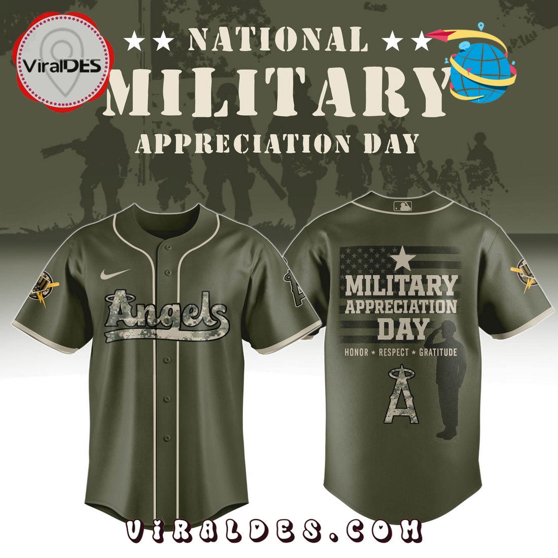 Los Angeles Angels MLB Military Appreciation Day Baseball Jersey Los Angeles Angels MLB Military Appreciation Day Baseball Jersey
