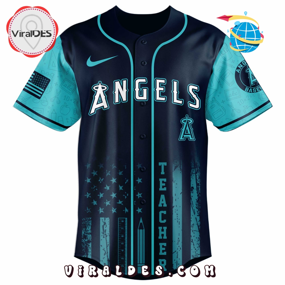 Los Angeles Angels MLB x Teacher Appreciation Day Baseball Jersey Los Angeles Angels MLB x Teacher Appreciation Day Baseball Jersey