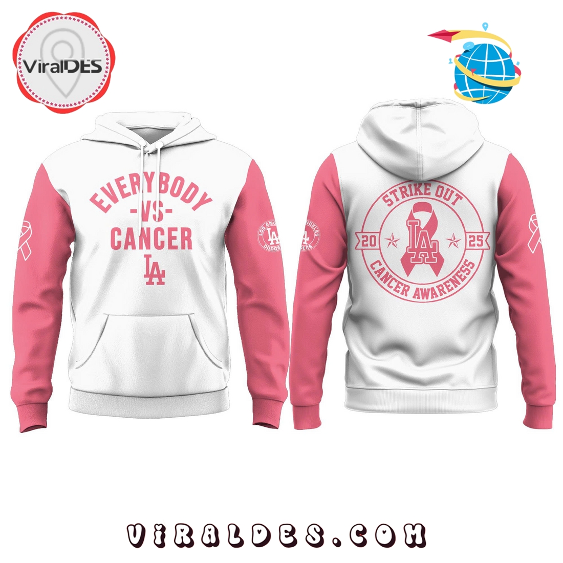 Los Angeles Dodgers Everybody vs Cancer Awareness Day Hoodie Los Angeles Dodgers Everybody vs Cancer Awareness Day Hoodie