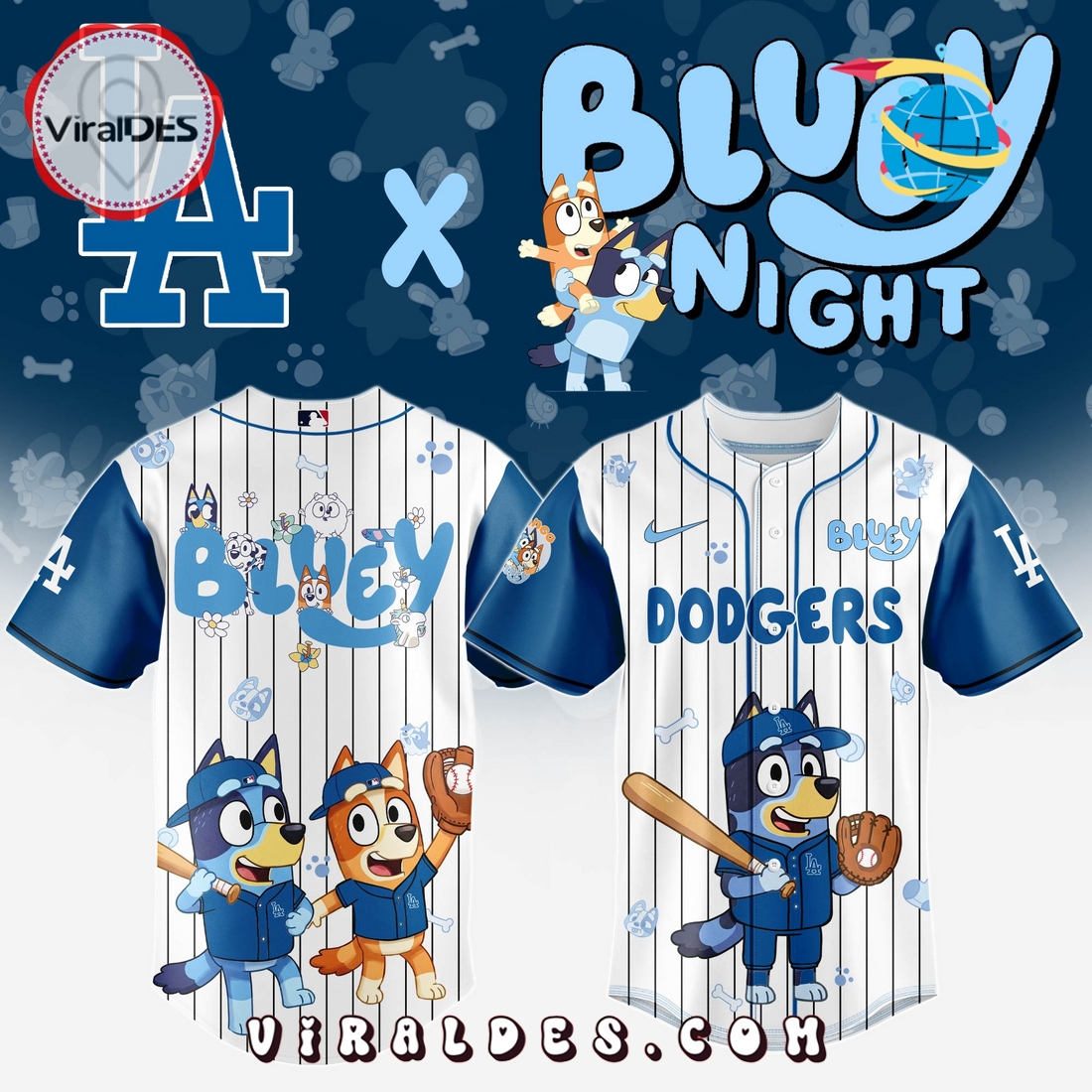 Los Angeles Dodgers MLB Bluey And Bingo 2025 Baseball Jersey Los Angeles Dodgers MLB Bluey And Bingo 2025 Baseball Jersey