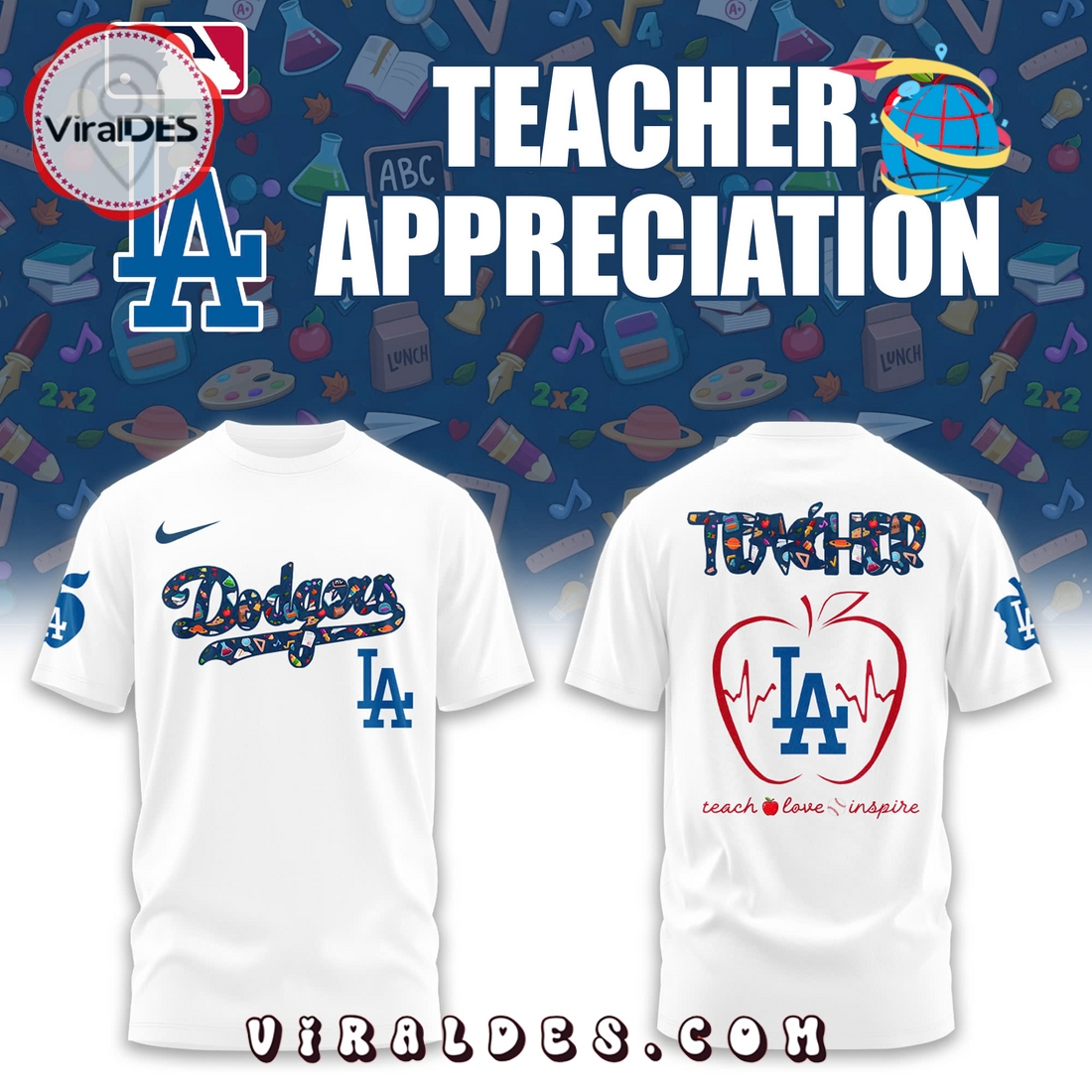 Los Angeles Dodgers Teacher Night Custom Hoodie Los Angeles Dodgers Teacher Night Custom Hoodie
