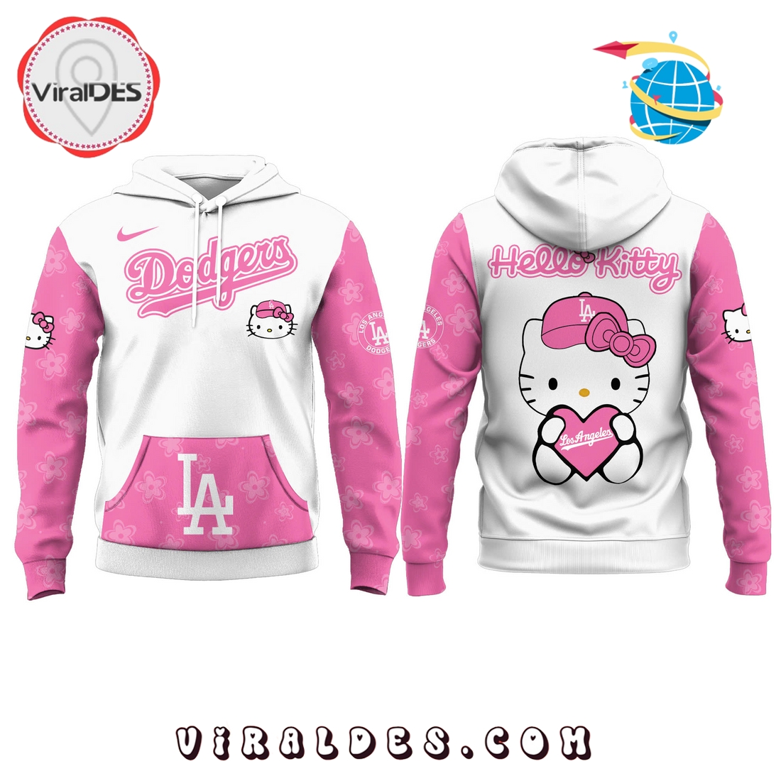 Los Angeles Dodgers x Hello Kitty Pink Hoodie, Long Pants Los Angeles Dodgers x Hello Kitty Pink Hoodie, Long Pants