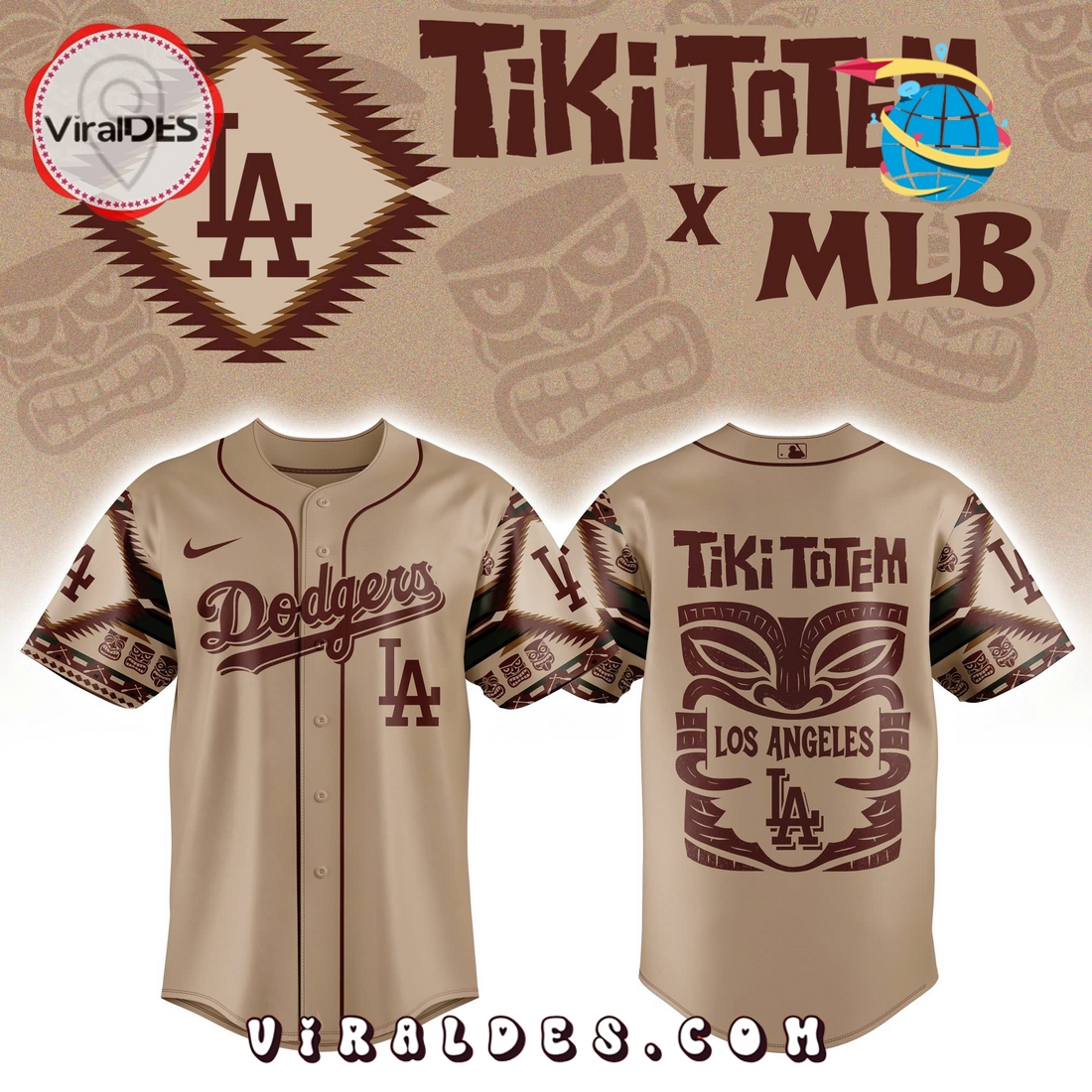Los Angeles Dodgers x Native American Tiki Totem Baseball Jersey Los Angeles Dodgers x Native American Tiki Totem Baseball Jersey