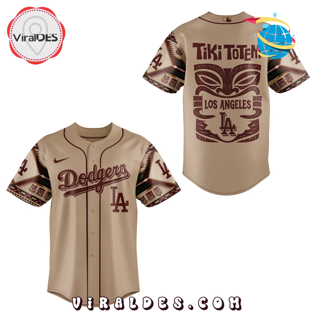 Los Angeles Dodgers x Native American Tiki Totem Baseball Jersey Los Angeles Dodgers x Native American Tiki Totem Baseball Jersey