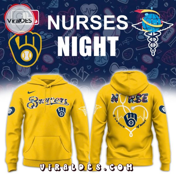Milwaukee Brewers 2025 Nurses Night Hoodie – Gold