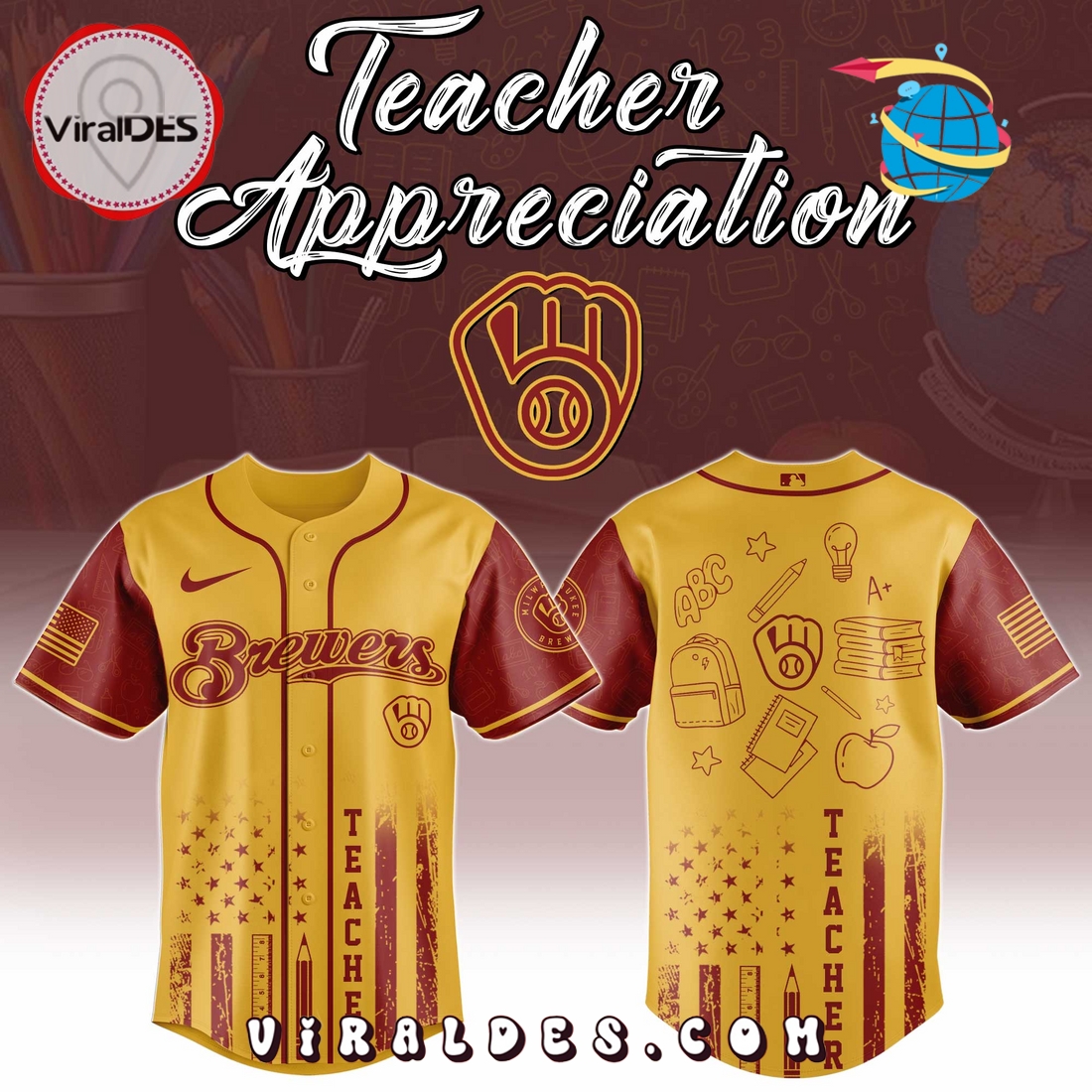 Milwaukee Brewers MLB x Teacher Appreciation Day Jersey Milwaukee Brewers MLB x Teacher Appreciation Day Jersey