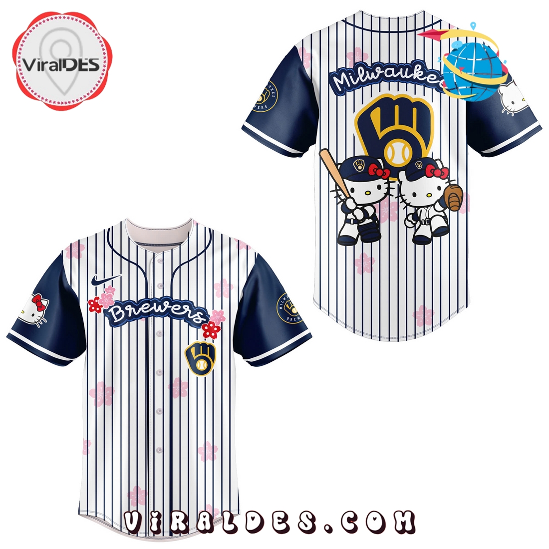 Milwaukee Brewers x Hello Kitty 2025 Navy Baseball Jersey Milwaukee Brewers x Hello Kitty 2025 Navy Baseball Jersey