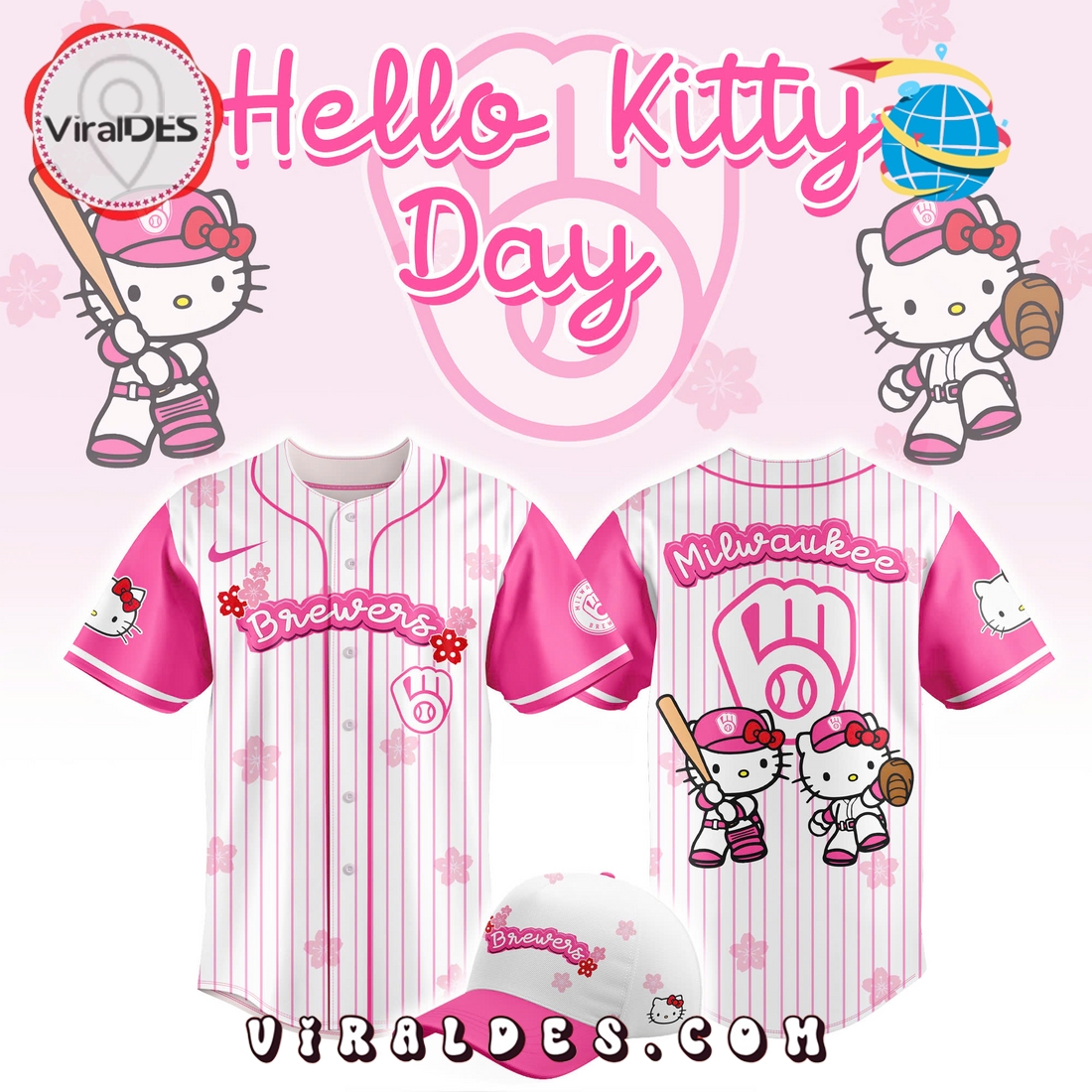 Milwaukee Brewers x Hello Kitty 2025 Pink Baseball Jersey Milwaukee Brewers x Hello Kitty 2025 Pink Baseball Jersey