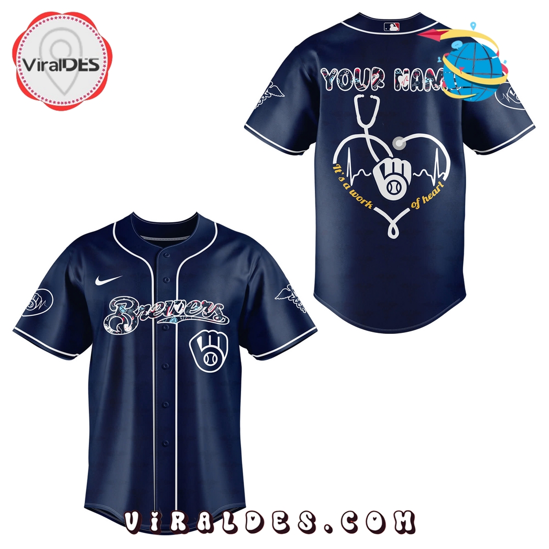 Personalized Milwaukee Brewers 2025 Nurses Night Baseball Jersey Personalized Milwaukee Brewers 2025 Nurses Night Baseball Jersey