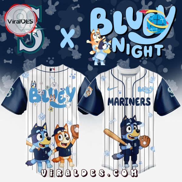 Seattle Mariners MLB Bluey And Bingo 2025 Baseball Jersey