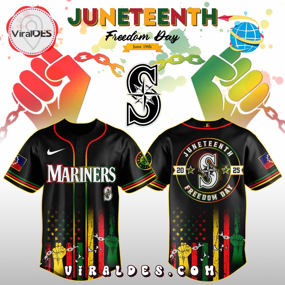 Seattle Mariners x 2025 Juneteenth Day Jersey Seattle Mariners x 2025 Juneteenth Day Jersey