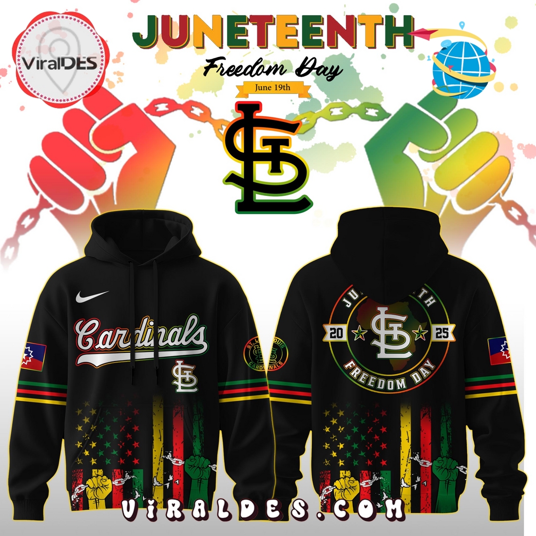 St.Louis Cardinals x 2025 Juneteenth Freedom Day Hoodie, Long Pants St.Louis Cardinals x 2025 Juneteenth Freedom Day Hoodie, Long Pants