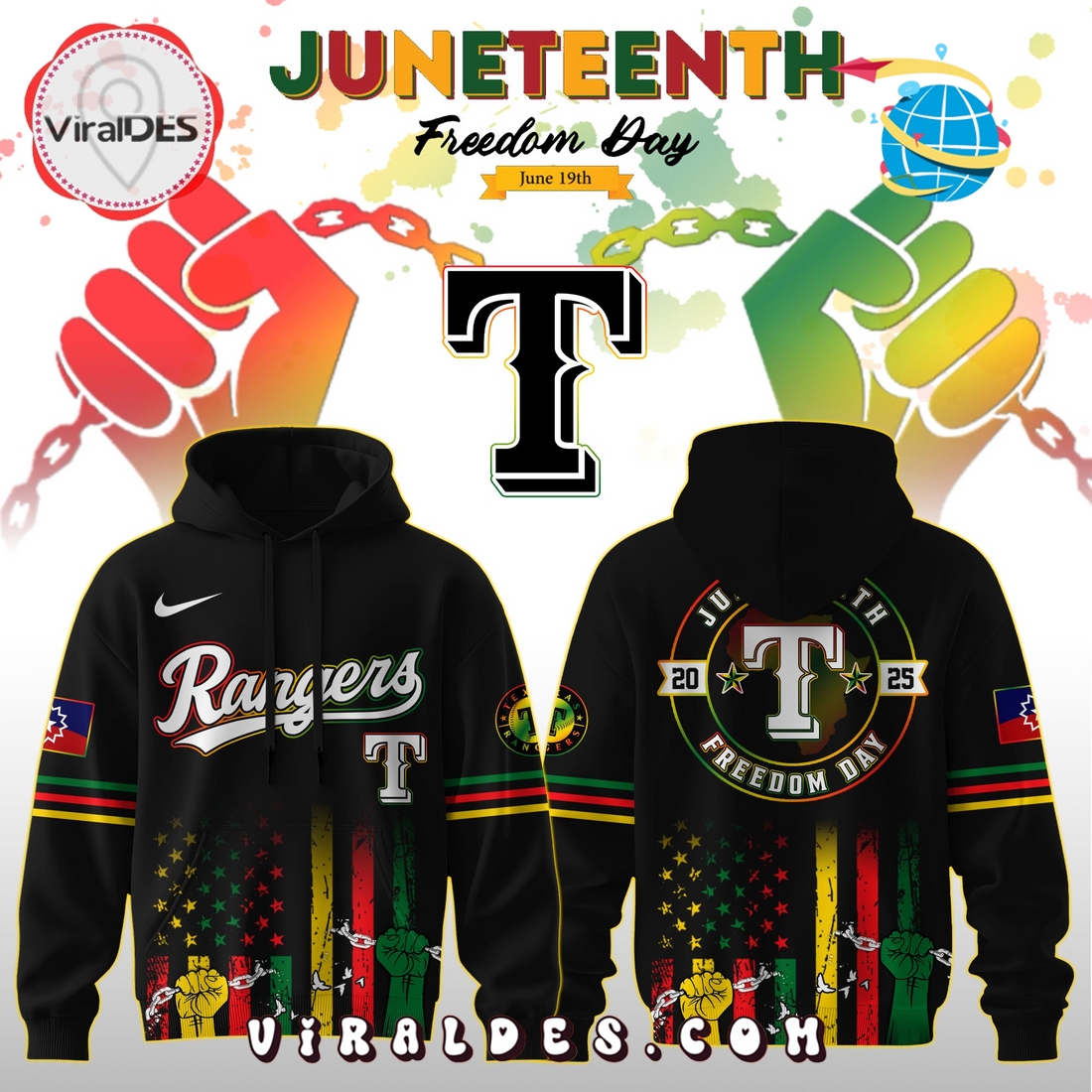 Texas Rangers x 2025 Juneteenth Freedom Day Hoodie, Long Pants Texas Rangers x 2025 Juneteenth Freedom Day Hoodie, Long Pants