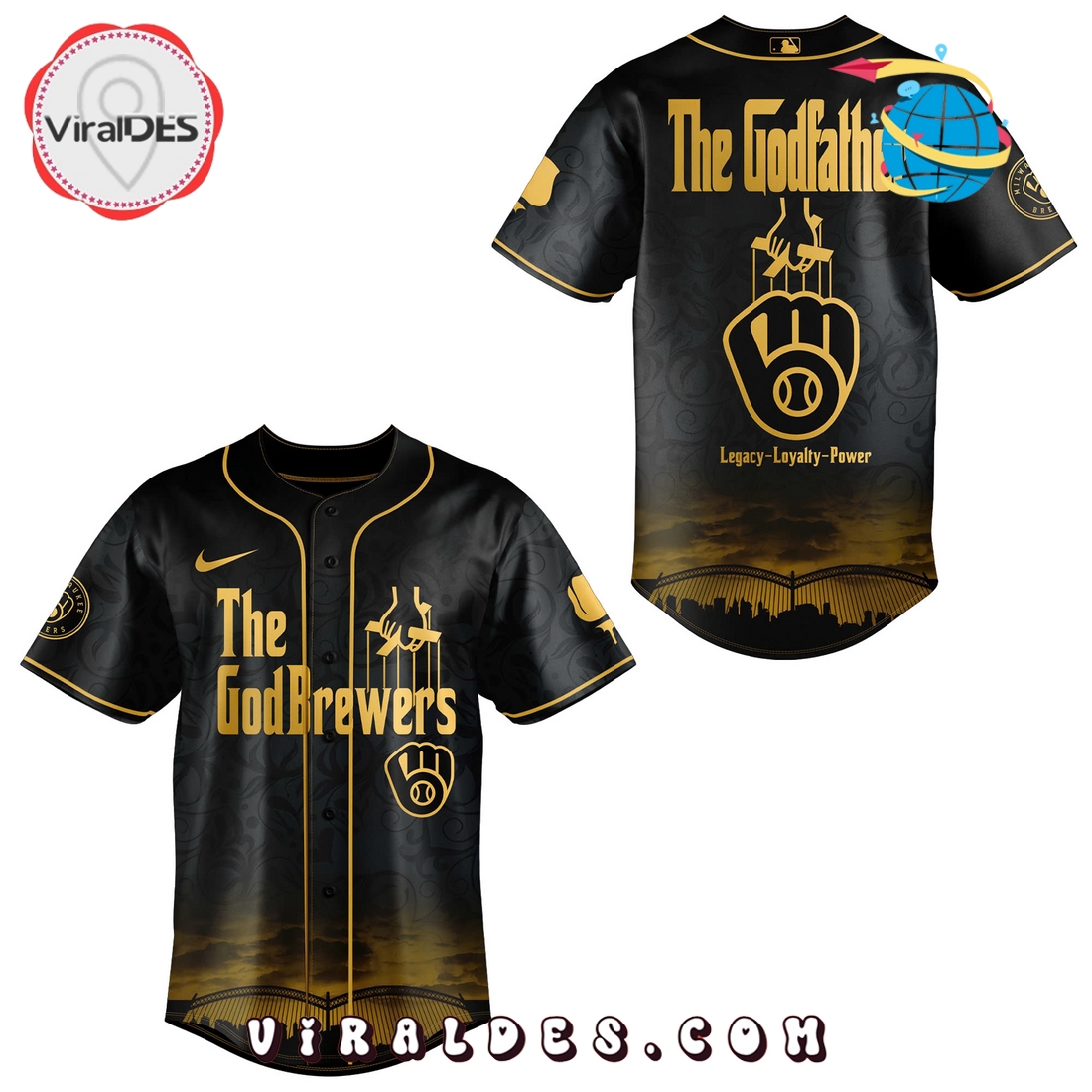 The Godfather Gold x Milwaukee Brewers Baseball Jersey The Godfather Gold x Milwaukee Brewers Baseball Jersey