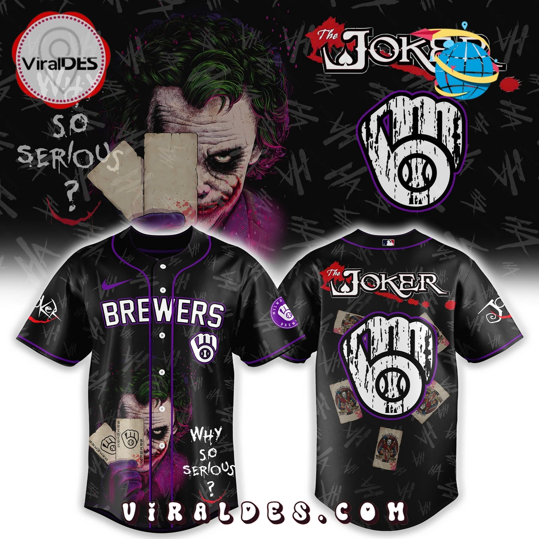 The Joker x Milwaukee Brewers Baseball Jersey The Joker x Milwaukee Brewers Baseball Jersey