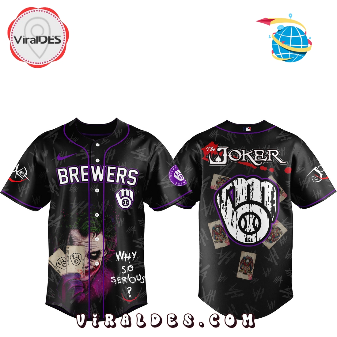 The Joker x Milwaukee Brewers Baseball Jersey The Joker x Milwaukee Brewers Baseball Jersey