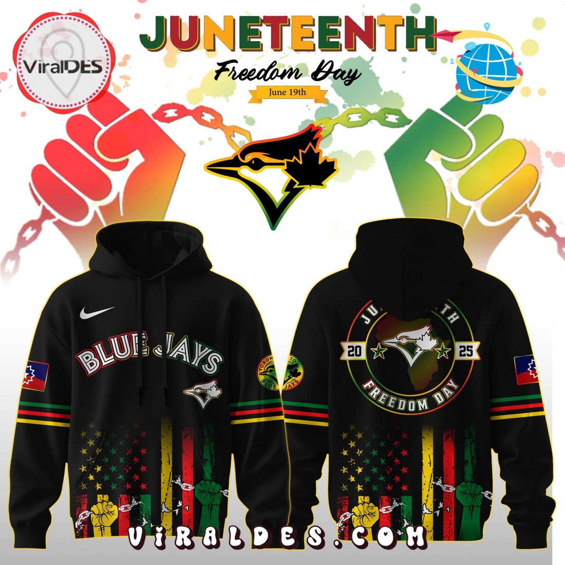 Toronto Blue Jays x 2025 Juneteenth Freedom Day Hoodie, Long Pants Toronto Blue Jays x 2025 Juneteenth Freedom Day Hoodie, Long Pants