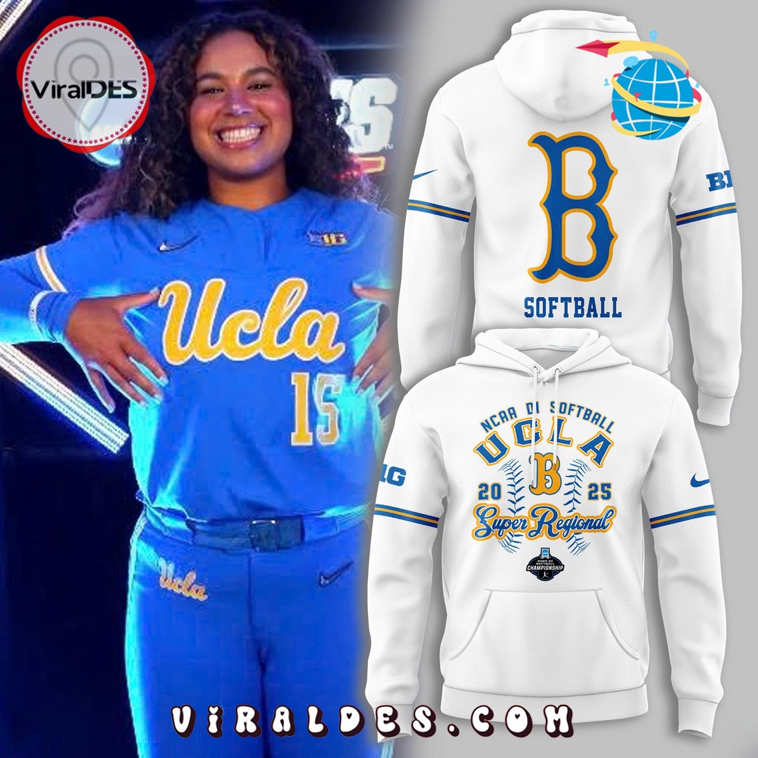 UCLA 2025 NCAA College World Series White Hoodie, Long Pants UCLA 2025 NCAA College World Series White Hoodie, Long Pants