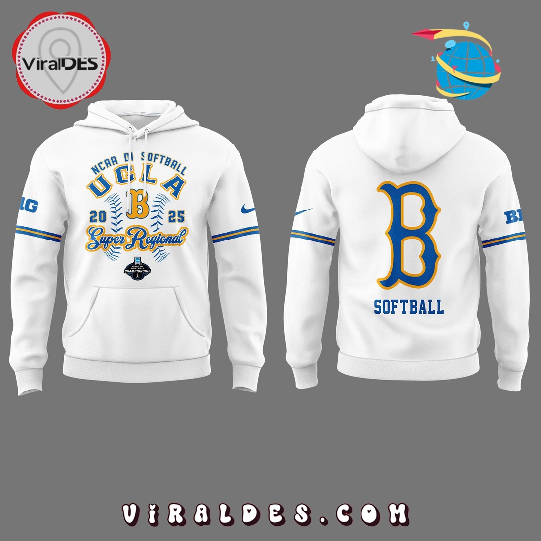 UCLA 2025 NCAA College World Series White Hoodie, Long Pants UCLA 2025 NCAA College World Series White Hoodie, Long Pants