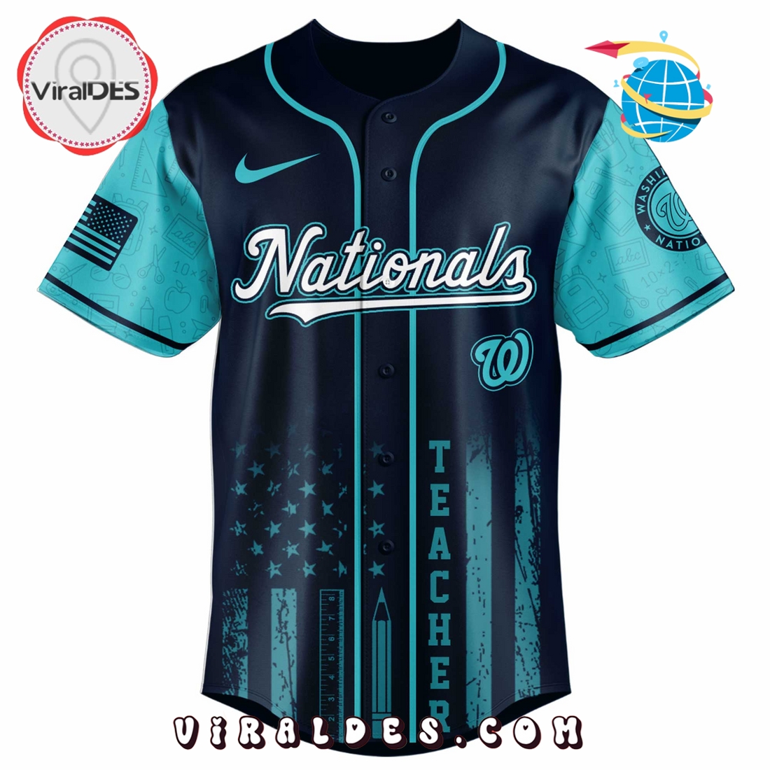Washington Nationals MLB x Teacher Appreciation Day Baseball Jersey Washington Nationals MLB x Teacher Appreciation Day Baseball Jersey