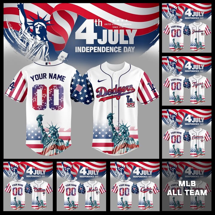 Gear up with a Kansas City Royals Custom Independence Day Baseball Jersey and explore the full MLB July 4th apparel collection today