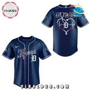 Detroit Tigers 2025 Nurses Night Navy Baseball Jersey