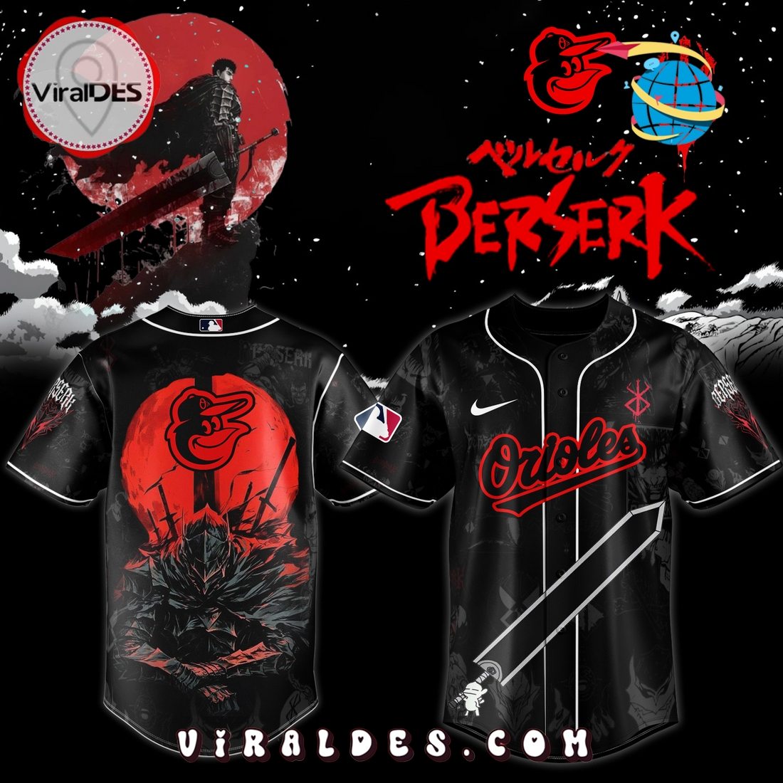 Baltimore Orioles x Berserk Limited Edition Baseball Jersey Baltimore Orioles x Berserk Limited Edition Baseball Jersey