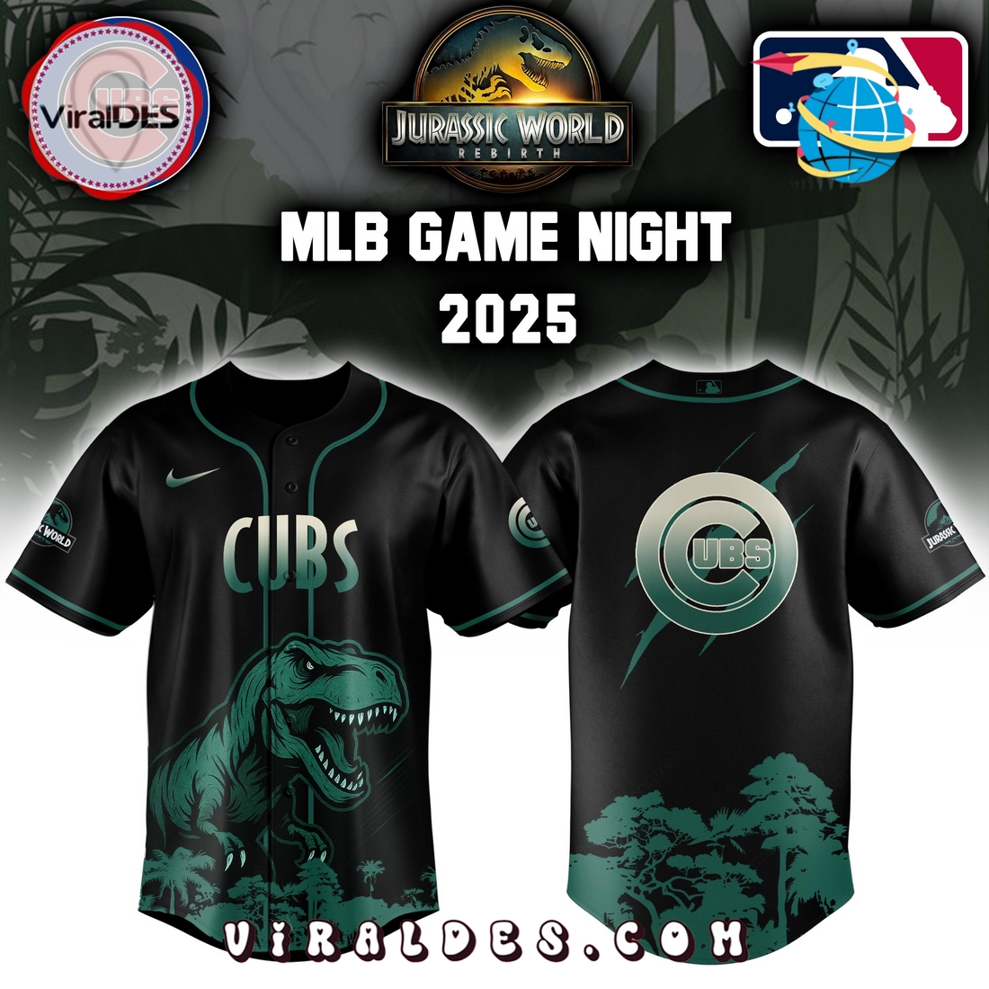 Chicago Cubs x Jurassic World 2025 Baseball Jersey Chicago Cubs x Jurassic World 2025 Baseball Jersey